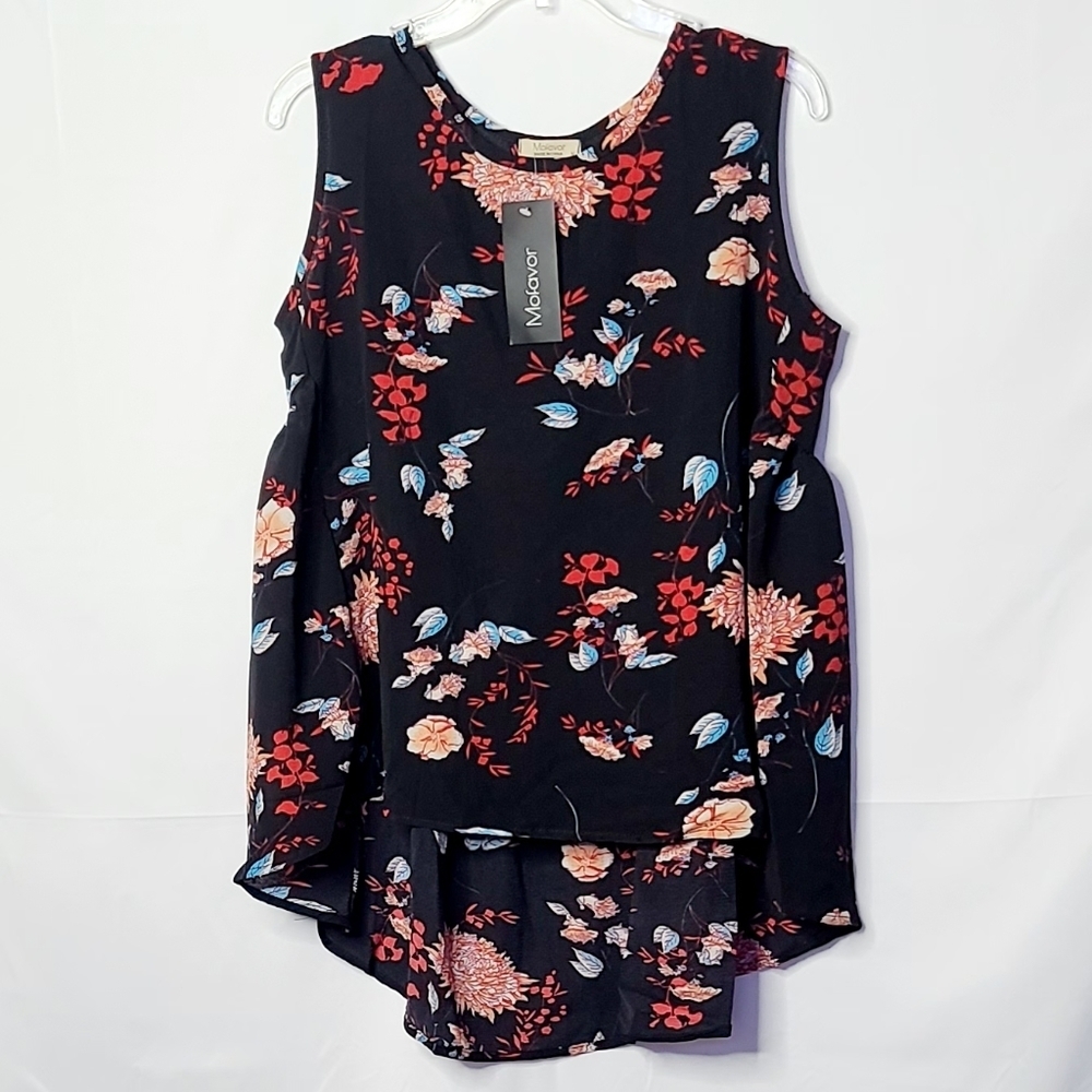 NWT Mofavor floral hi low flowy tank top blouse M